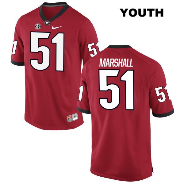 Georgia Bulldogs Youth David Marshall #51 NCAA Authentic Red Nike Stitched College Football Jersey ZAZ0056YT